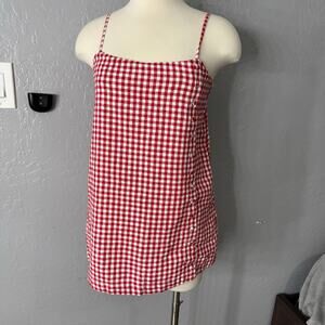 The A&F Linen-Blend Button Skort, Red Gingham, XXSP